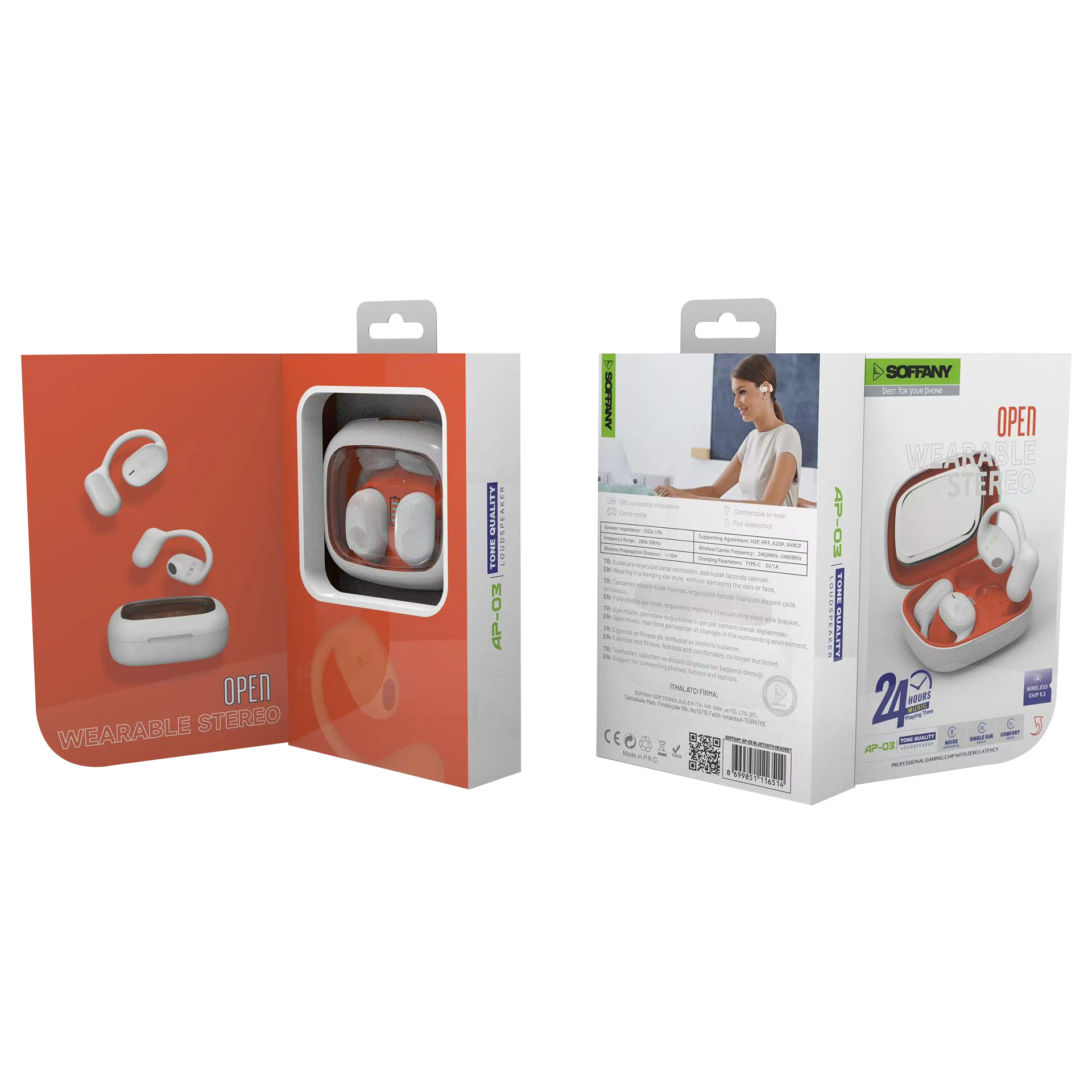 Soffany AP-03 Bluetooth Kulaklık Beyaz