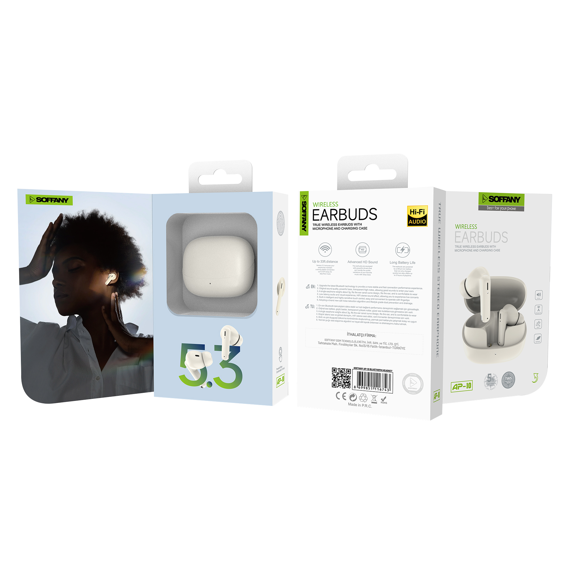 Soffany AP-10 Bluetooth Kulaklık Beyaz