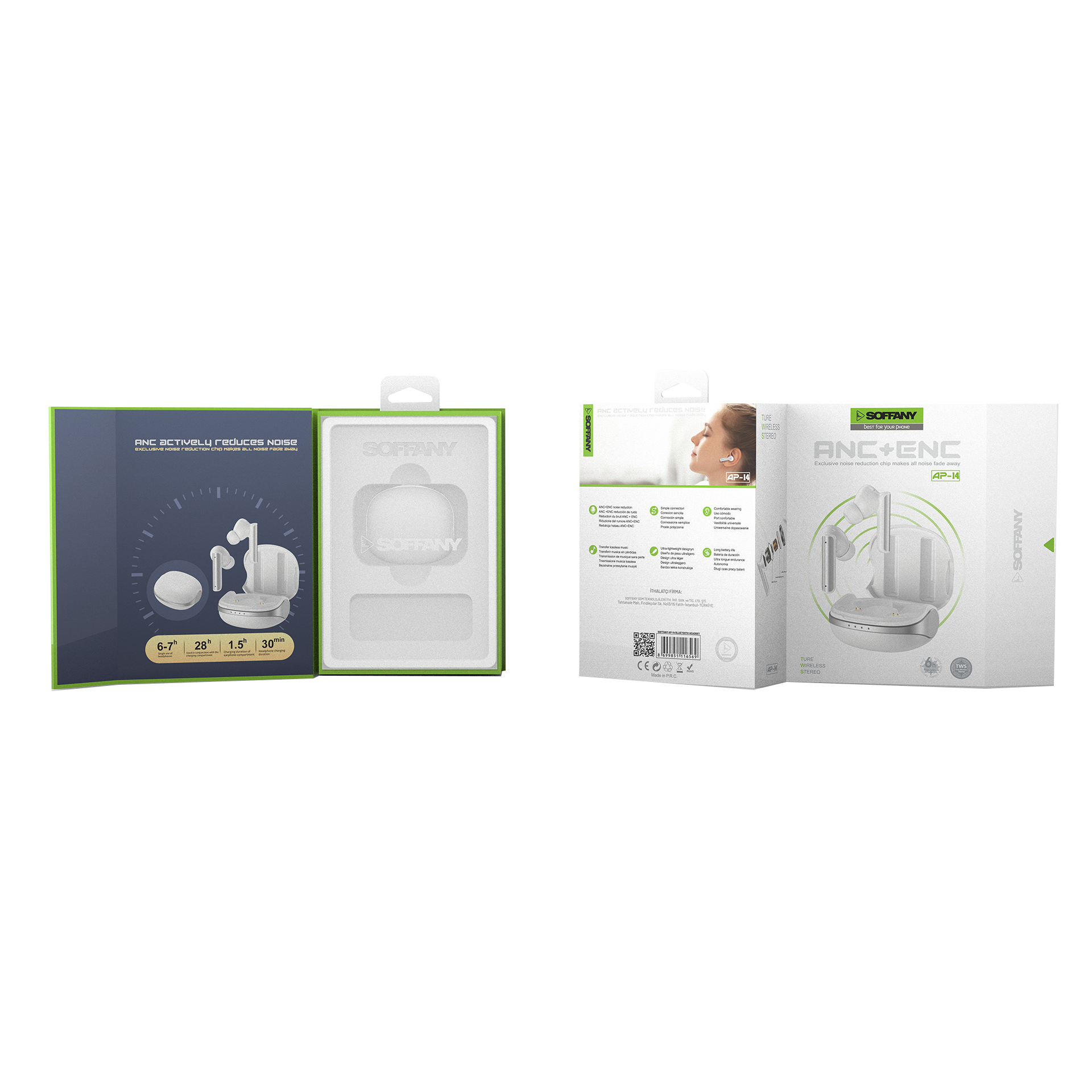 Soffany AP-14 Bluetooth Kulaklık Beyaz