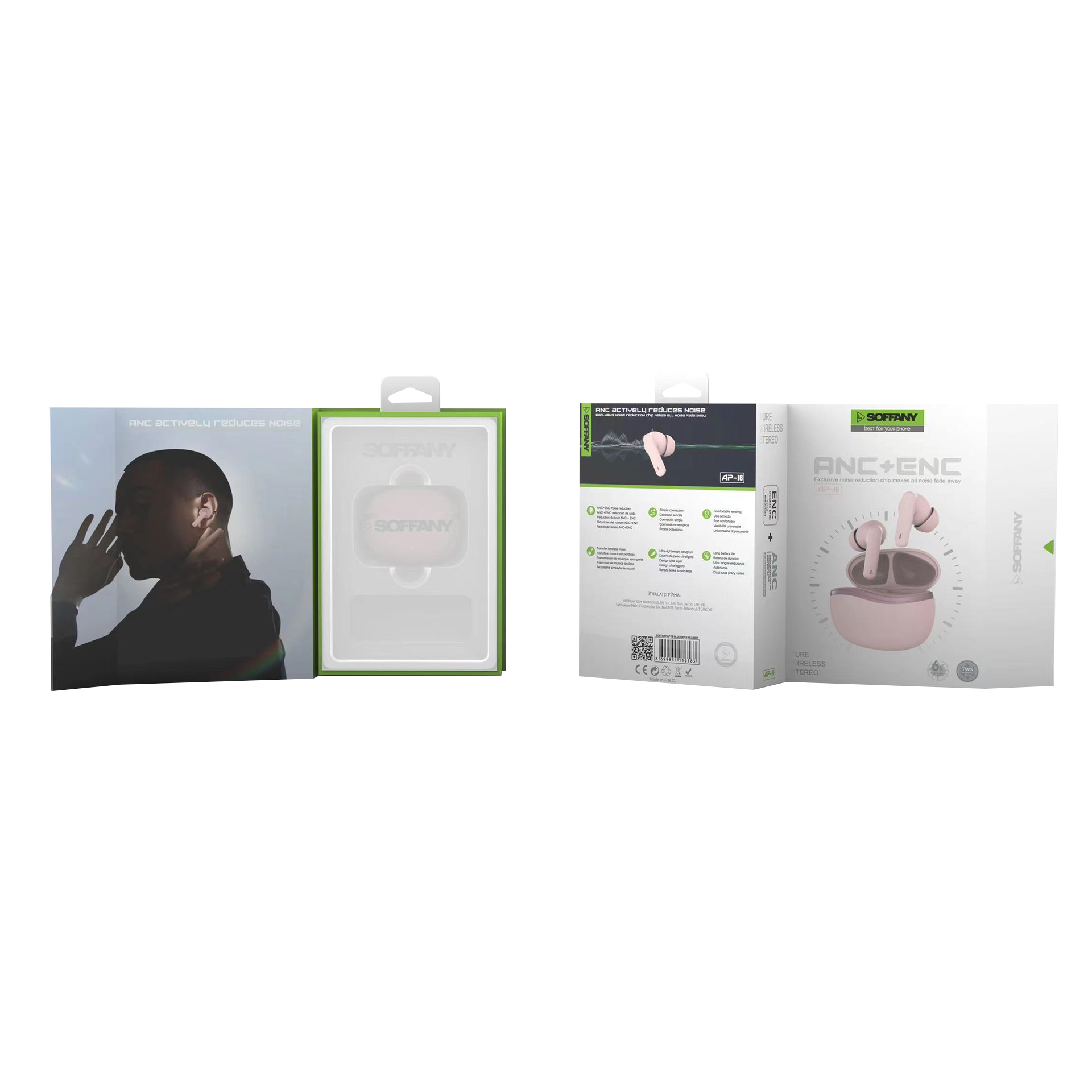 Soffany AP-16 Bluetooth Kulaklık Pembe