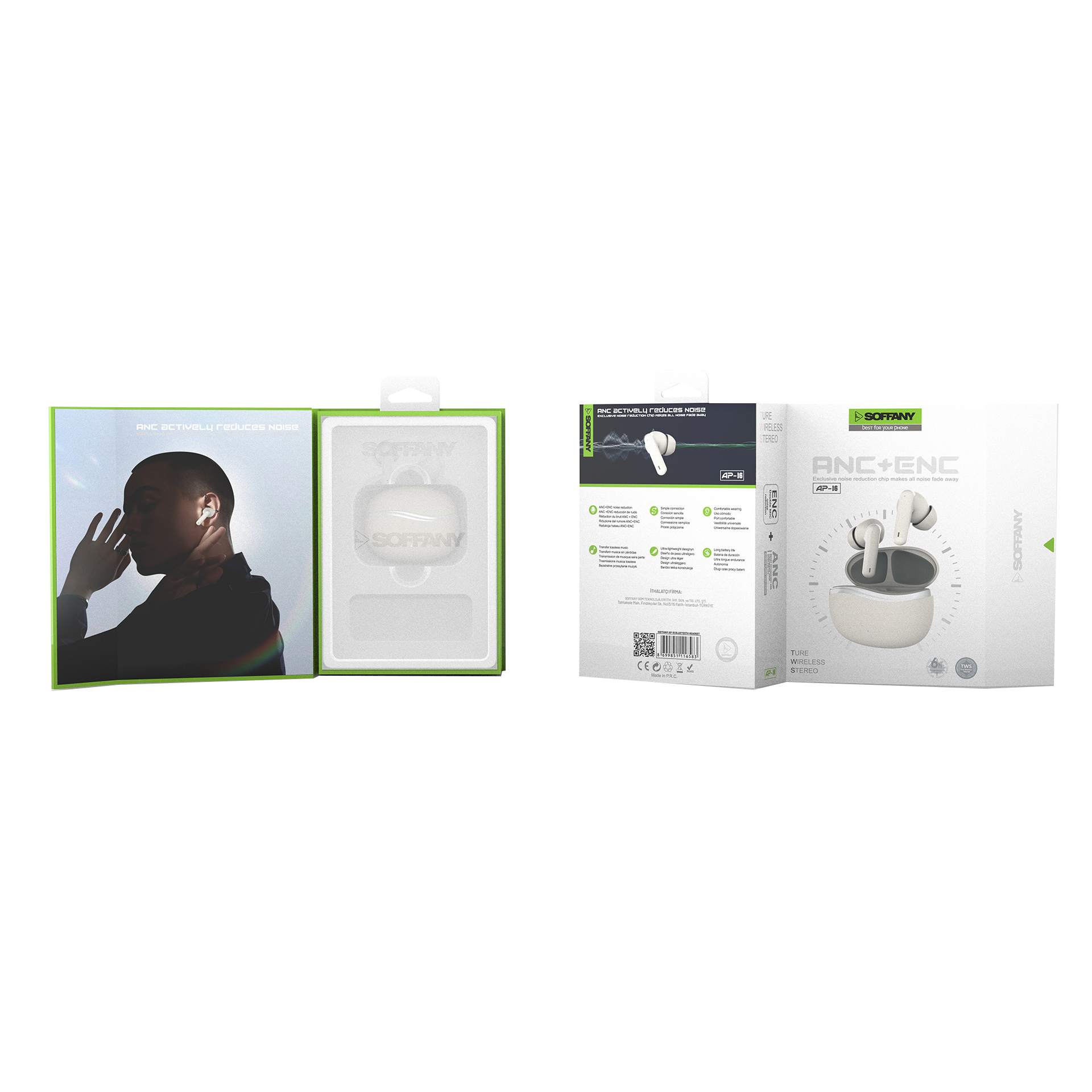 Soffany AP-16 Bluetooth Kulaklık Beyaz