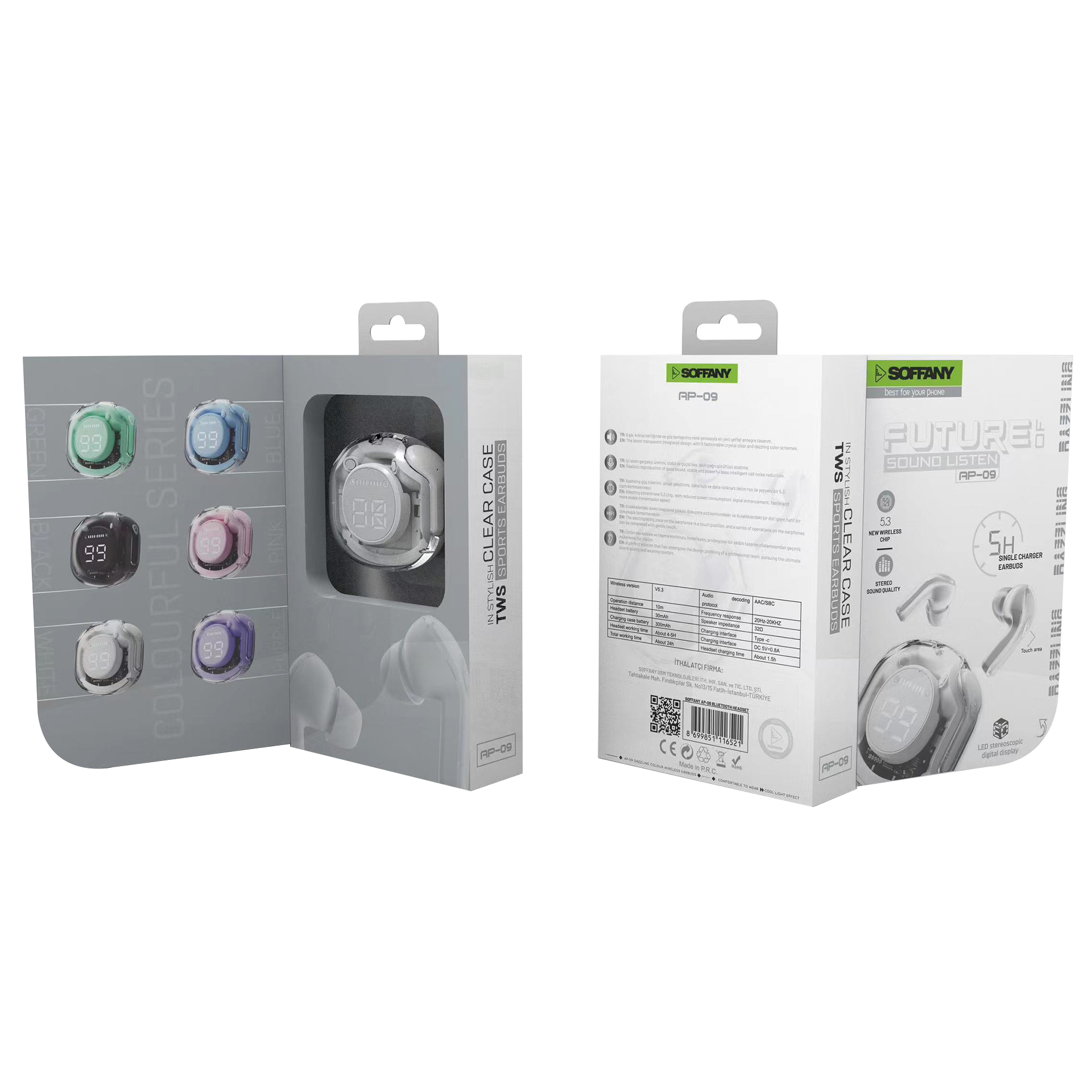 Soffany AP-09 Bluetooth Kulaklık Beyaz