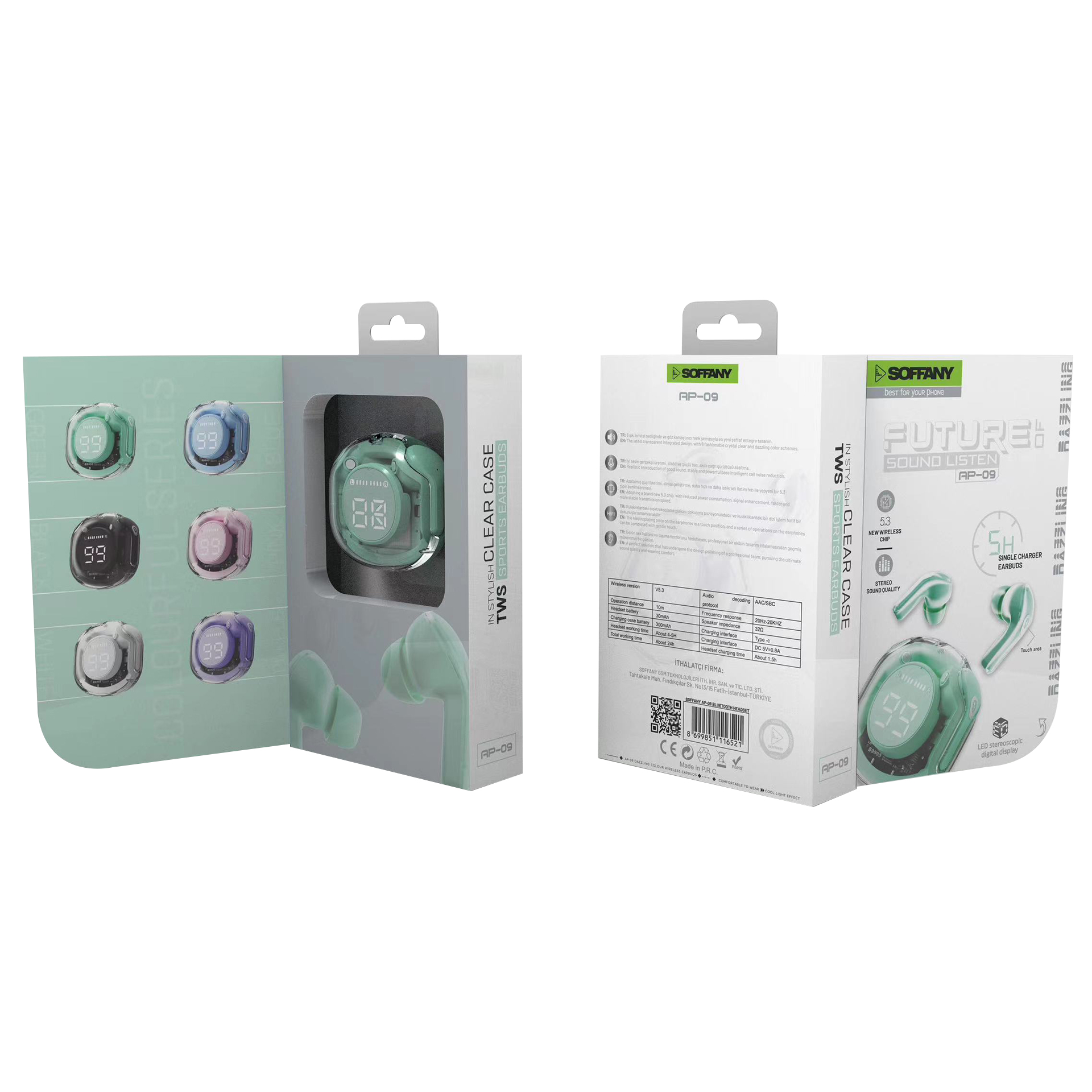 Soffany AP-09 Bluetooth Kulaklık Yeşil