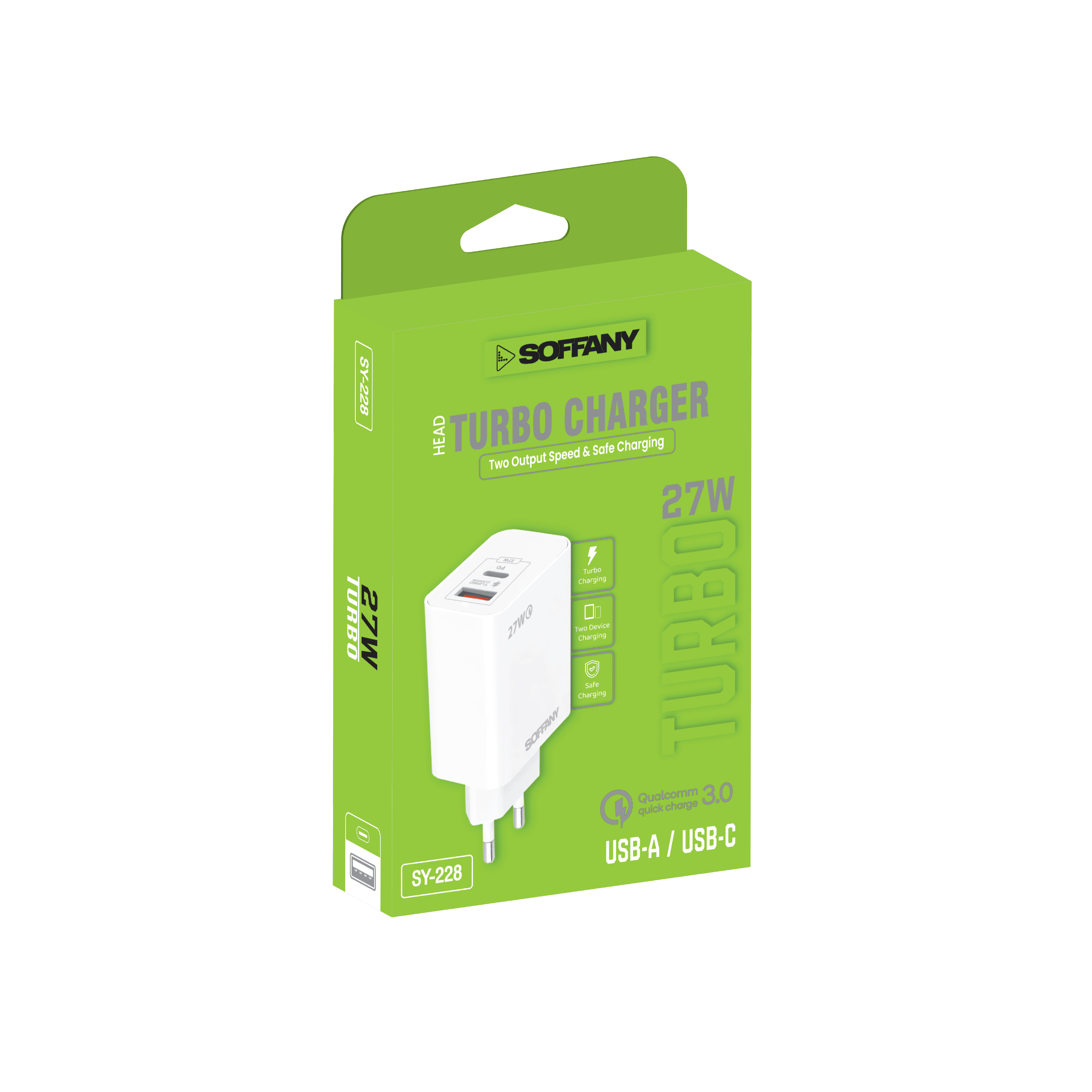 Soffany SY-228 USB-A+USB-C TURBO Şarj Başlığı 