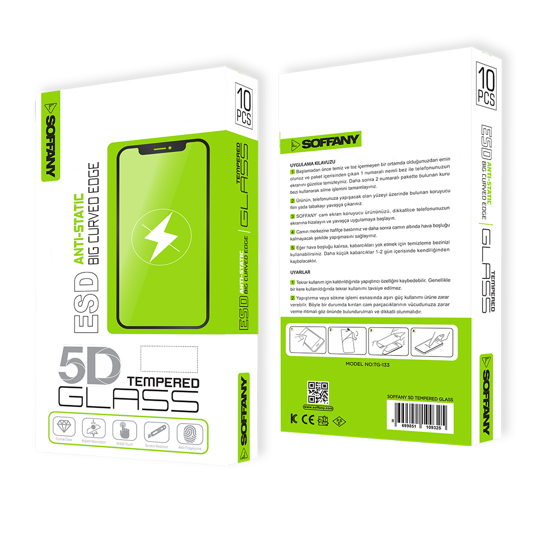 Soffany 5D ANTI STATIC Cam Ekran Koruyucu