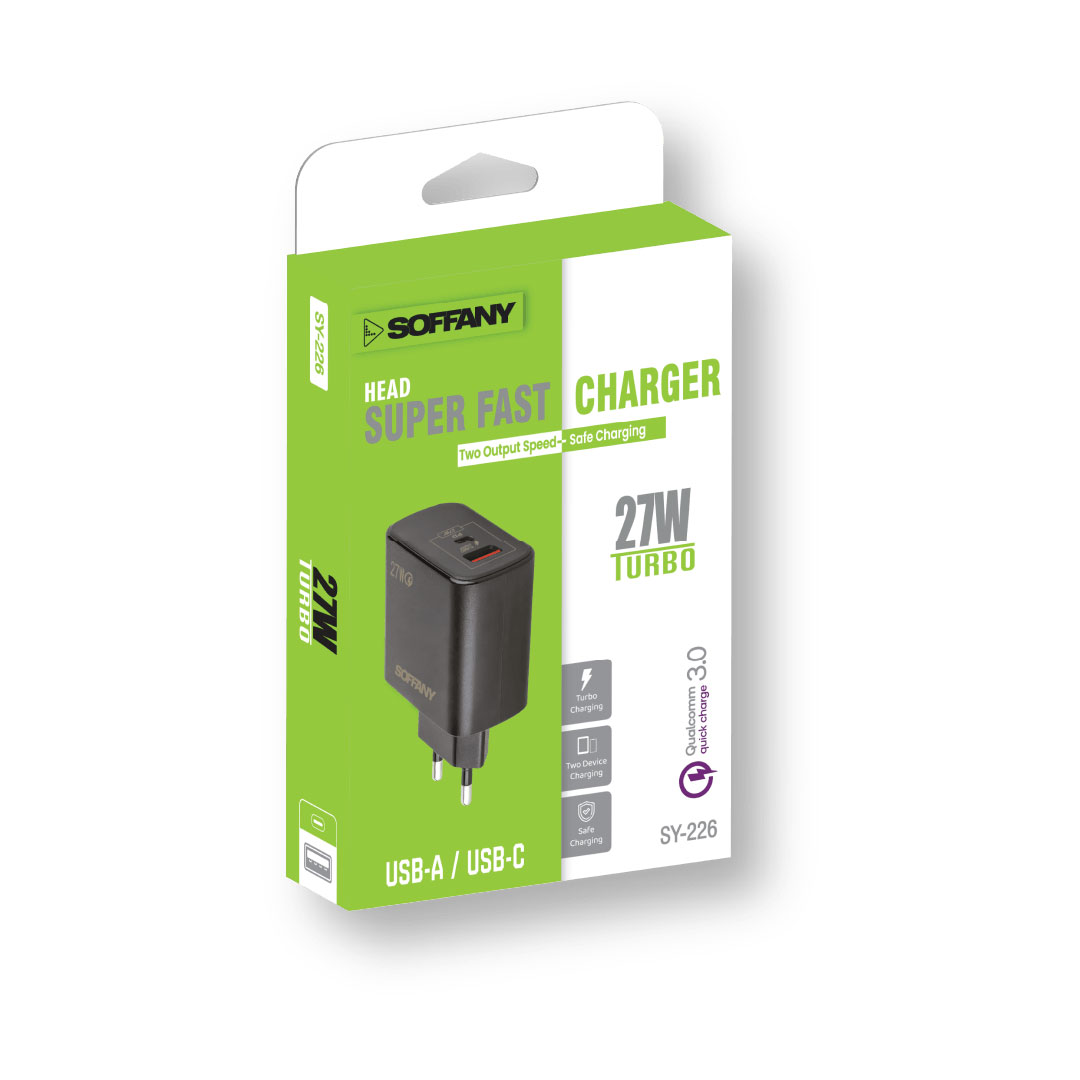 Soffany SY-226 USB-A+USB-C SUPER FAST Şarj Başlığı 